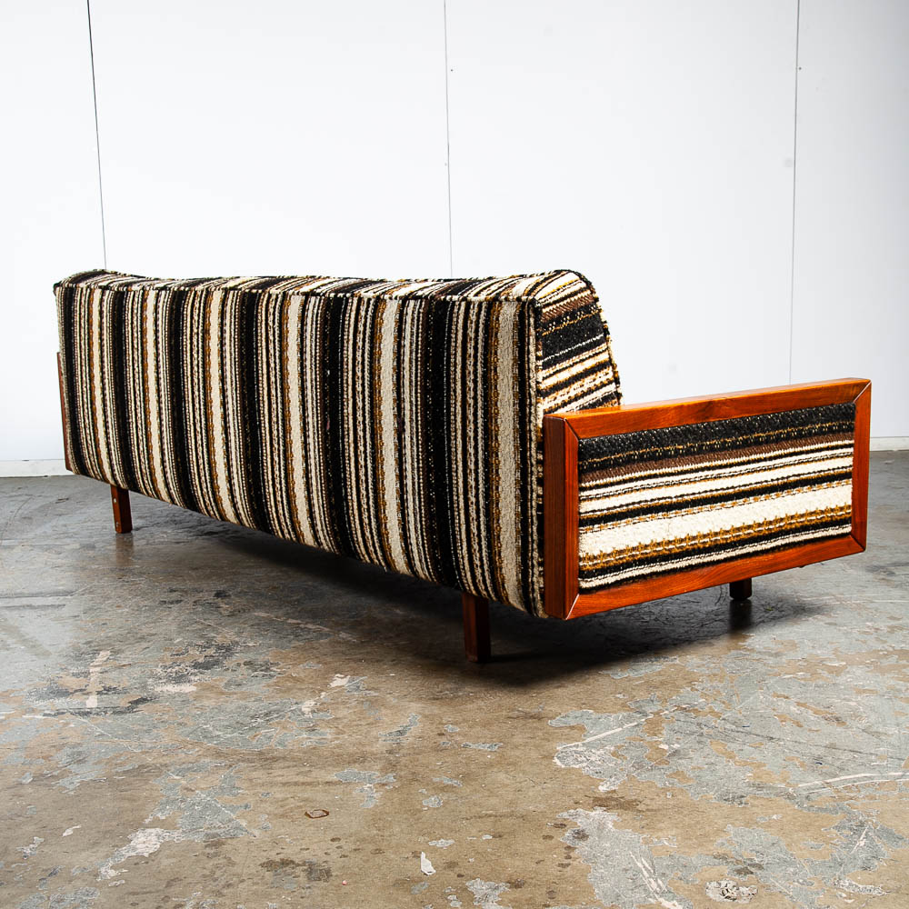 Mid Century Modern Daybed Sofa Couch Bed Cream Solid Walnut Restored 3 Seater NM Vintage - Image 3