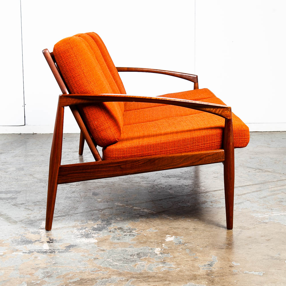 Mid Century Danish Modern Sofa Couch Kai Kristiansen Magnus OlesenPaper Knife Teak Brown Rust Vintage - Image 3