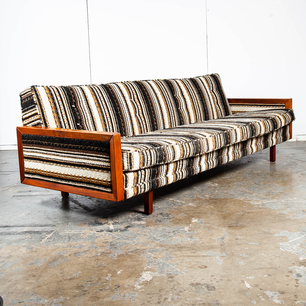 Mid Century Modern Daybed Sofa Couch Bed Cream Solid Walnut Restored 3 Seater NM Vintage