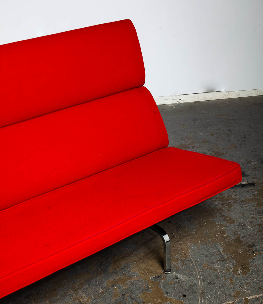 Mid Century Modern Couch Compact Sofa Charles Eames Herman Miller Red Vintage - Image 7
