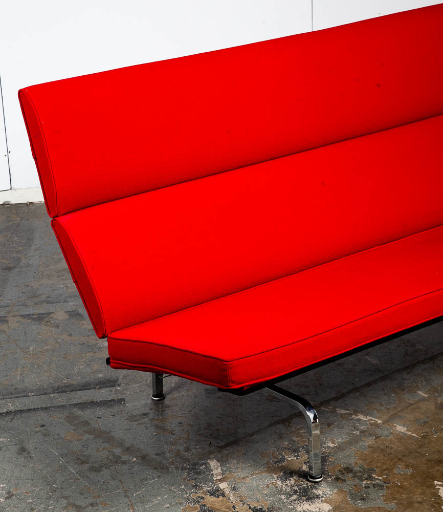 Mid Century Modern Couch Compact Sofa Charles Eames Herman Miller Red Vintage - Image 11
