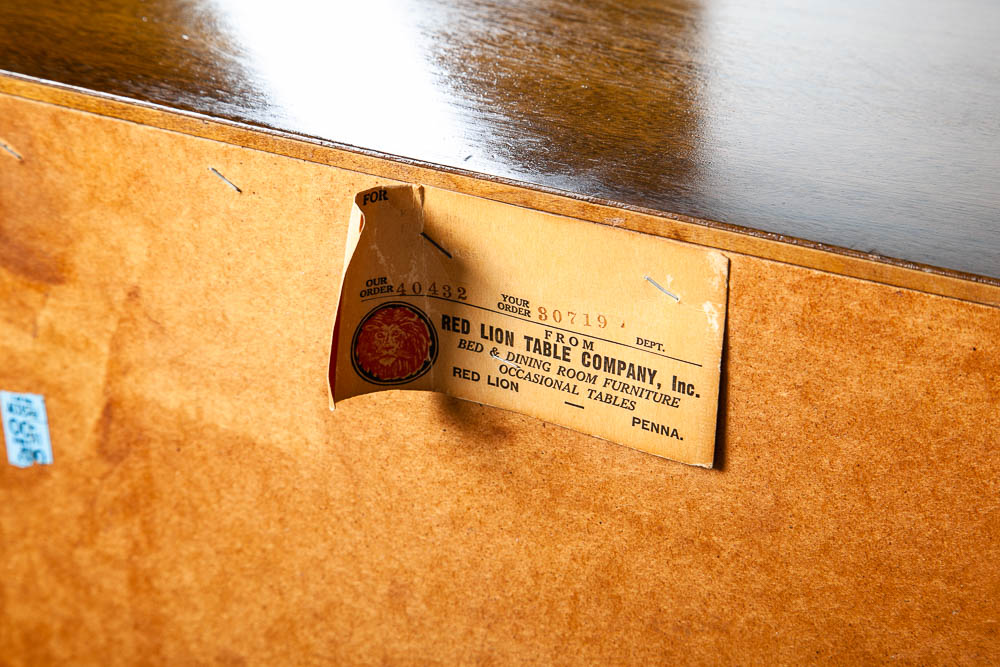 Mid Century Modern Dresser Highboy Tall Vintage Walnut Red Lion Chest 5 Drawers - Image 12