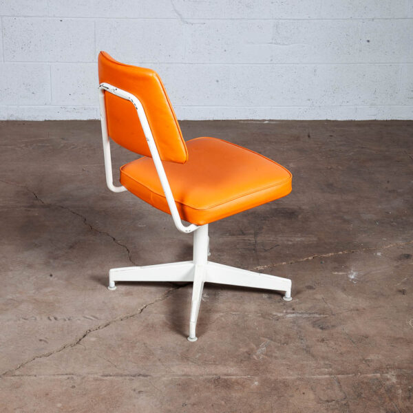 Mid Century Modern Office Chair Cali-Style Orange White Swivel Lounge Vintage - Image 5