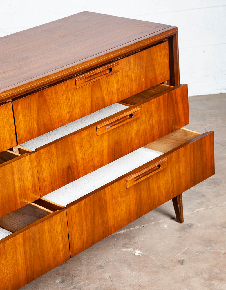 Mid Century Modern Credenza Dresser 6 Drawer Walnut Vintage Mcm Restored Drexel Vintage - Image 10