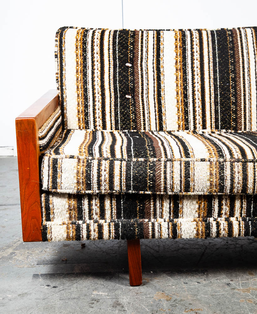 Mid Century Modern Daybed Sofa Couch Bed Cream Solid Walnut Restored 3 Seater NM Vintage - Image 7