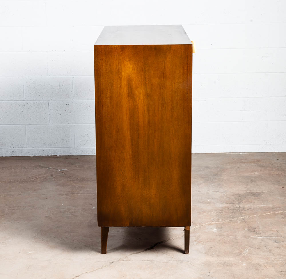 Mid Century Modern Dresser Highboy Tall Vintage Walnut Red Lion Chest 5 Drawers - Image 7