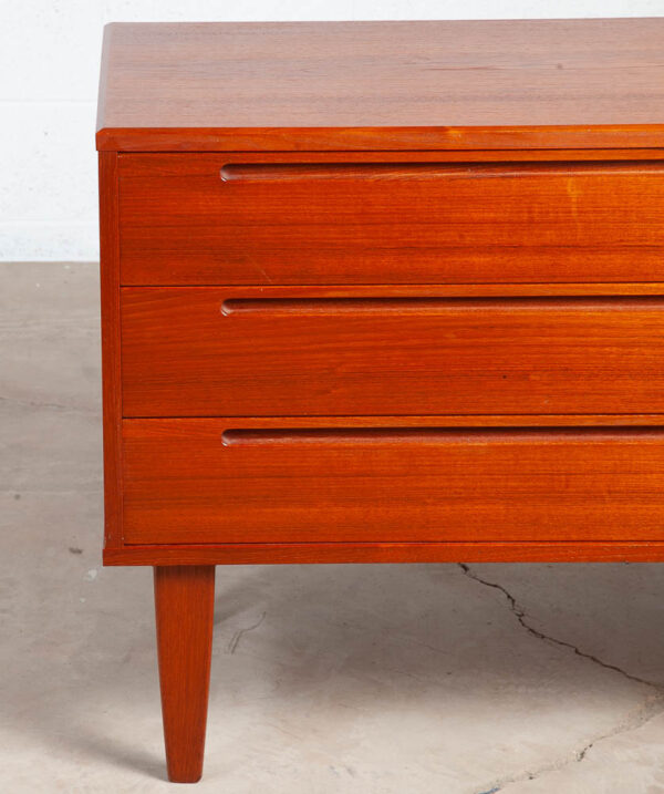 Mid Century Danish Modern Chest Drawers Dresser 3 Drawer Solid Teak Wood Denmark - Image 10
