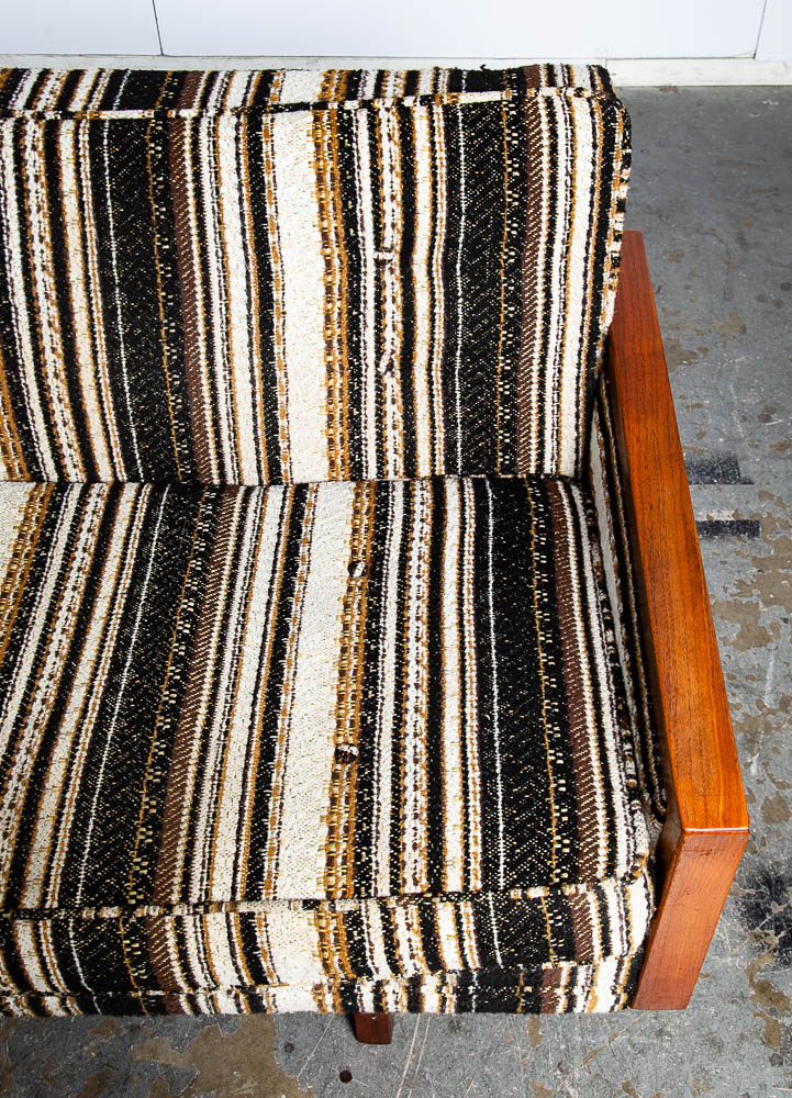 Mid Century Modern Daybed Sofa Couch Bed Cream Solid Walnut Restored 3 Seater NM Vintage - Image 11