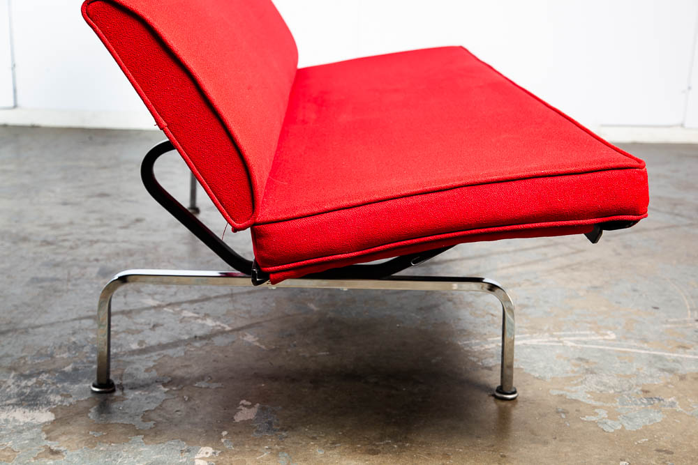 Mid Century Modern Couch Compact Sofa Charles Eames Herman Miller Red Vintage - Image 9
