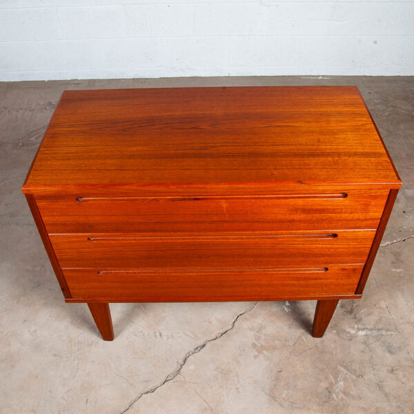 Mid Century Danish Modern Chest Drawers Dresser 3 Drawer Solid Teak Wood Denmark - Image 6