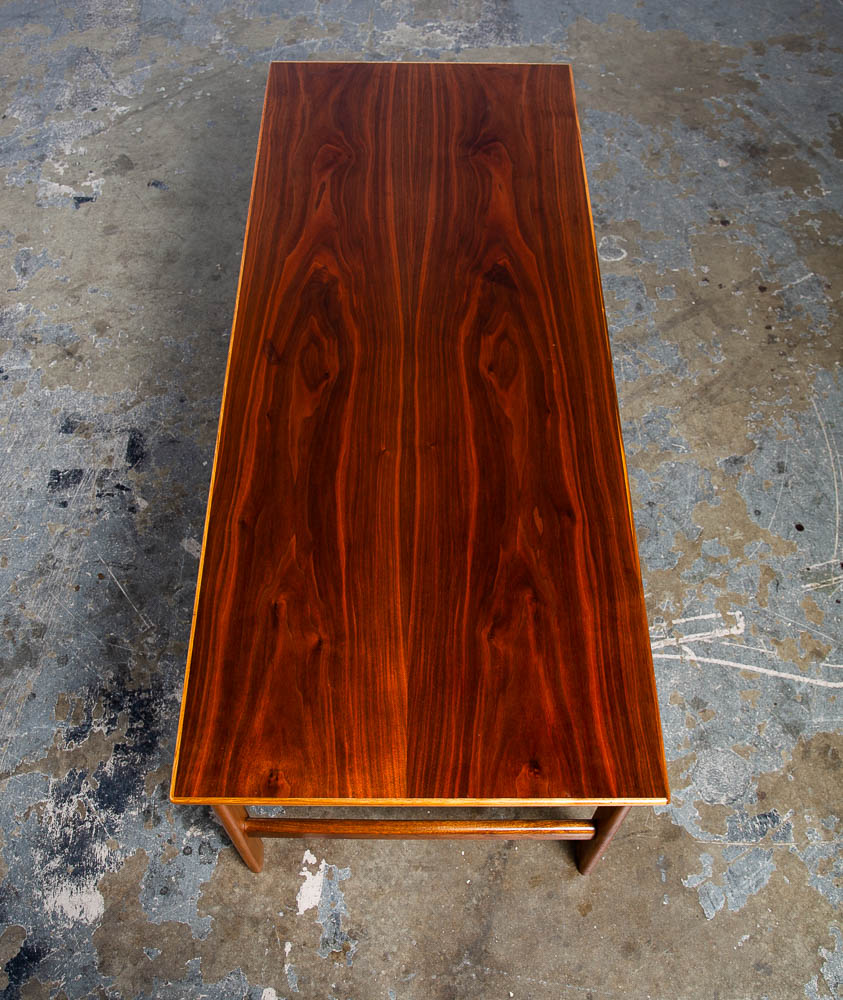 Mid Century Danish Modern Coffee Table Dux Sweden Surfboard Teak Denmark Compact Vintage - Image 2