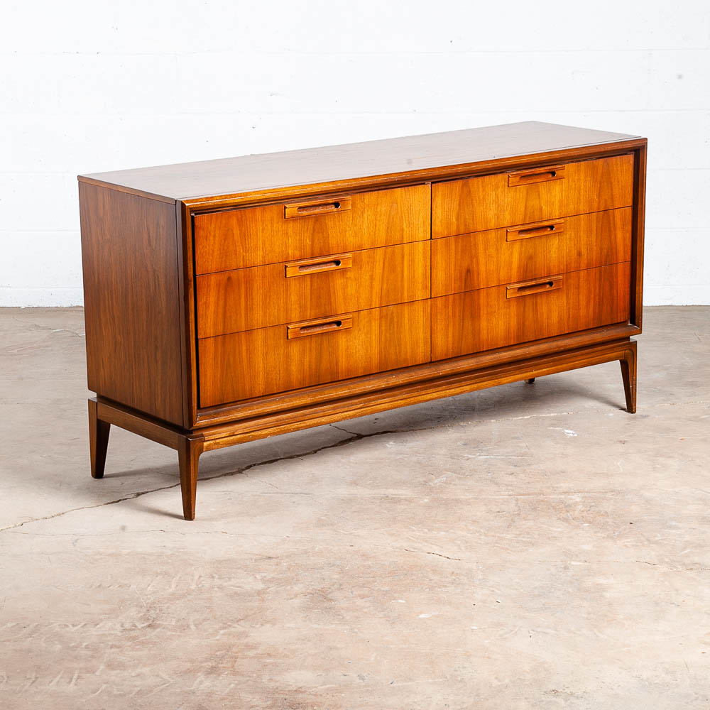 Mid Century Modern Credenza Dresser 6 Drawer Walnut Vintage Mcm Restored Drexel Vintage - Image 11