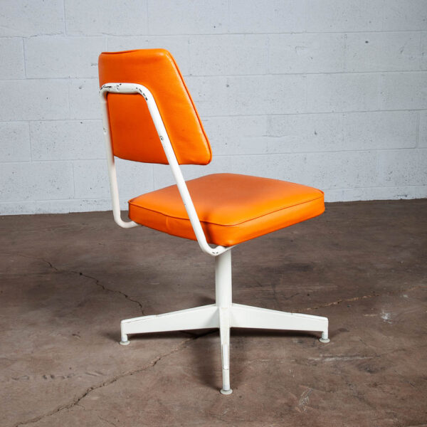 Mid Century Modern Office Chair Cali-Style Orange White Swivel Lounge Vintage - Image 3