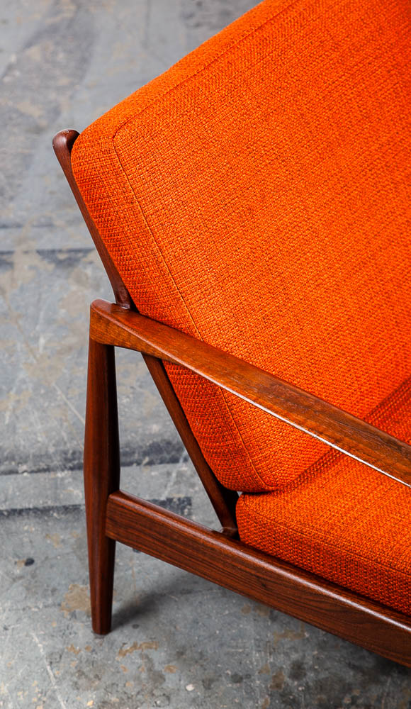 Mid Century Danish Modern Sofa Couch Kai Kristiansen Magnus OlesenPaper Knife Teak Brown Rust Vintage - Image 7