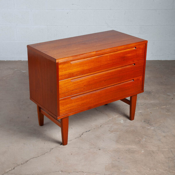 Mid Century Danish Modern Chest Drawers Dresser 3 Drawer Solid Teak Wood Denmark - Image 7