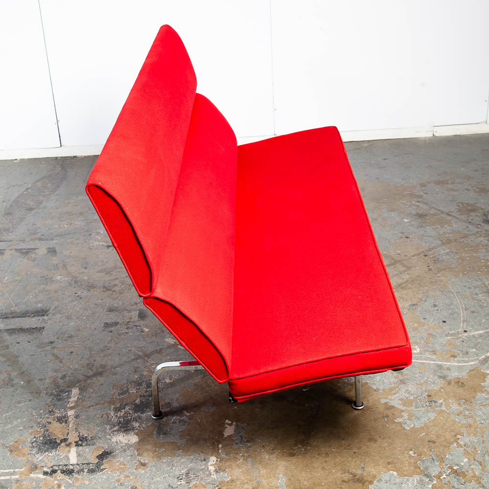 Mid Century Modern Couch Compact Sofa Charles Eames Herman Miller Red Vintage - Image 4