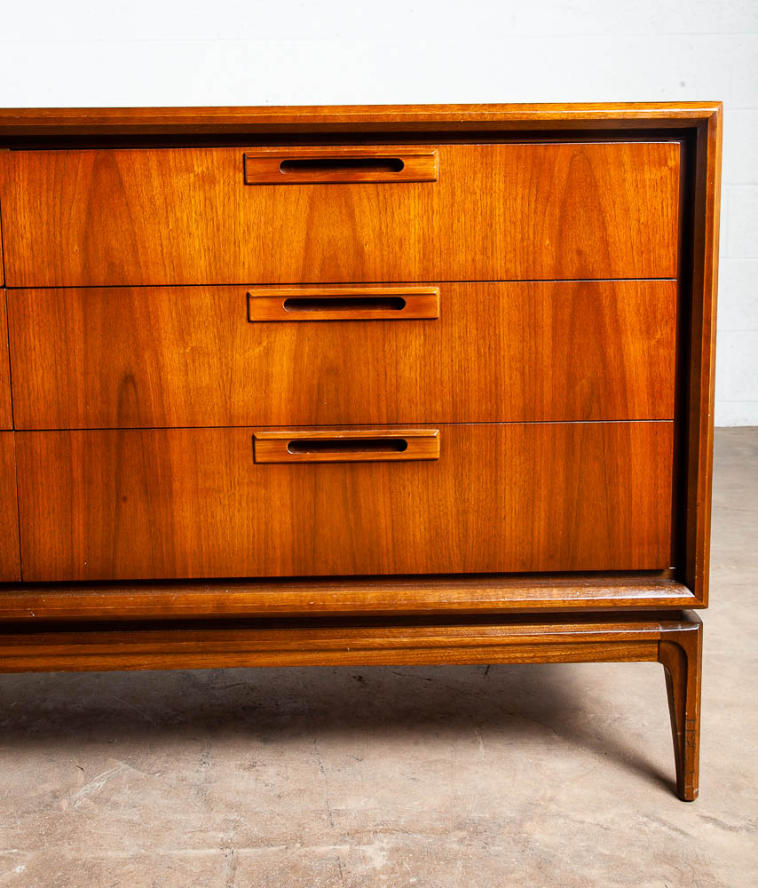 Mid Century Modern Credenza Dresser 6 Drawer Walnut Vintage Mcm Restored Drexel Vintage - Image 6