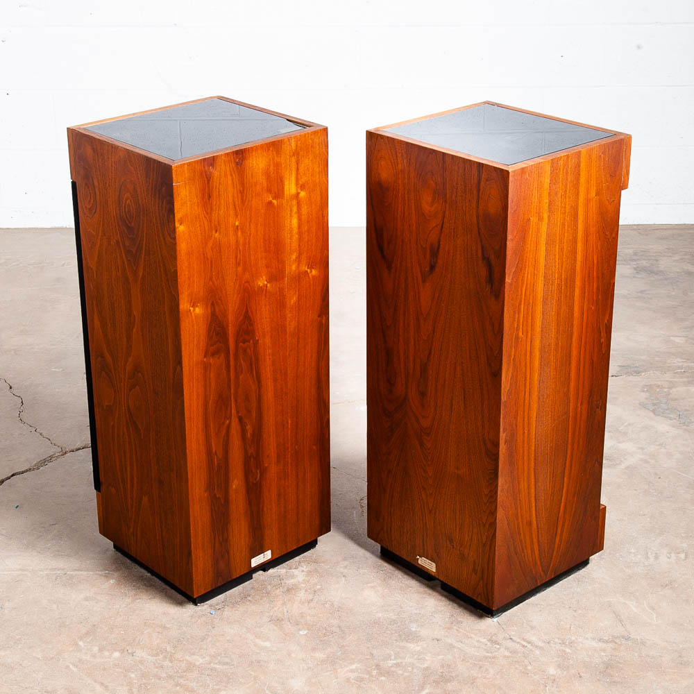 Mid Century Modern Speakers KLH Set 355 The Baron Tower Walnut Glass Audiophile - Image 3