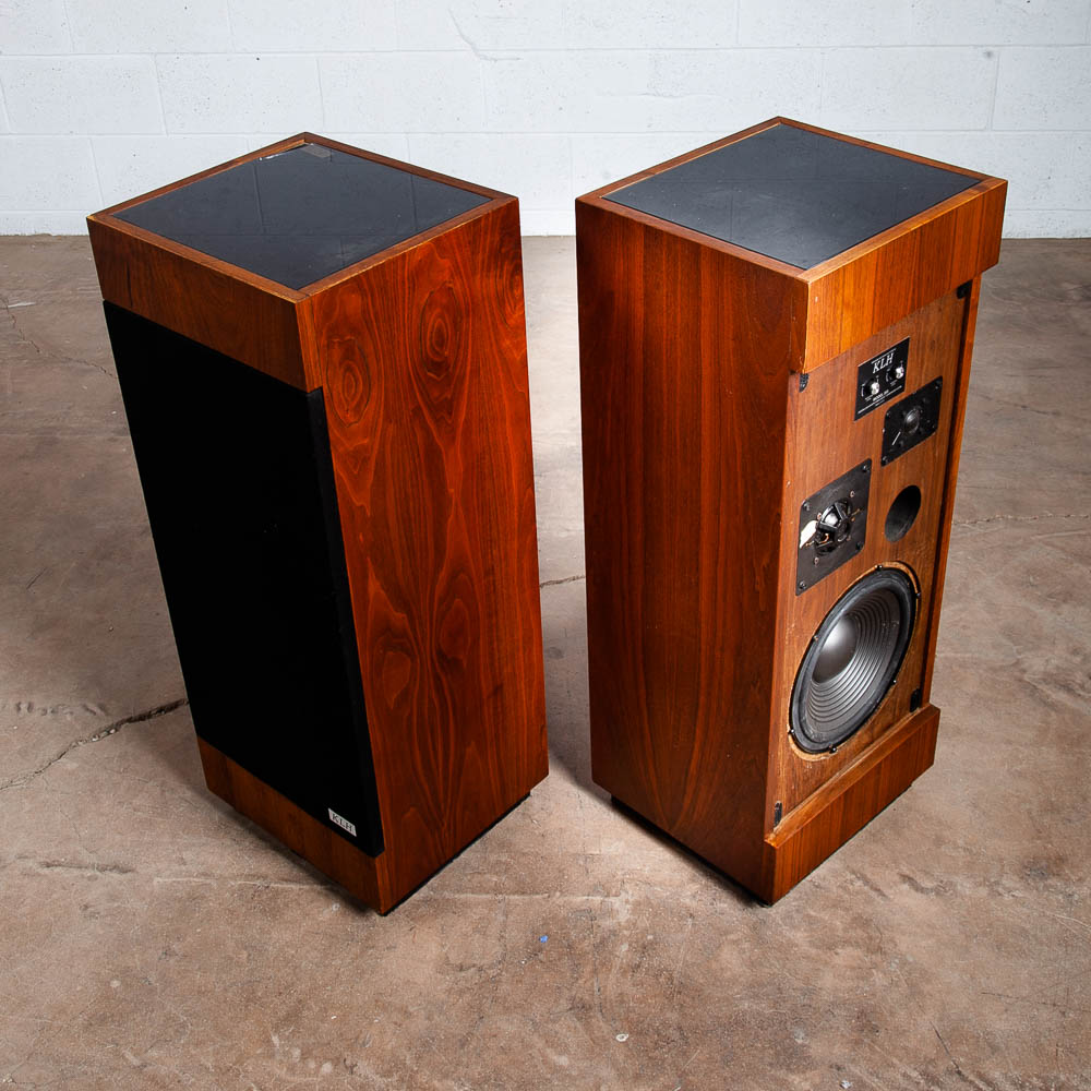 Mid Century Modern Speakers KLH Set 355 The Baron Tower Walnut Glass Audiophile - Image 2