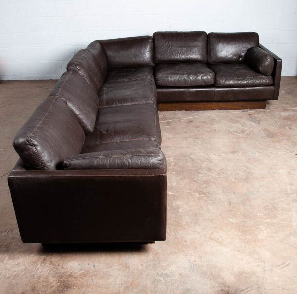Mid Century Danish Modern Sofa Sectional Black Leather Couch Thams Cubist Post Modern - Image 2
