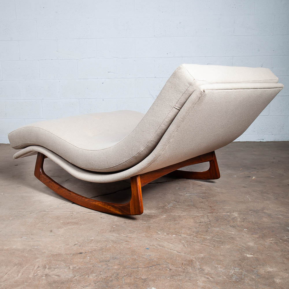 Mid Century Modern Chaise Lounge Rocking Chair Adrian Pearsall Solid Walnut Wave - Image 2