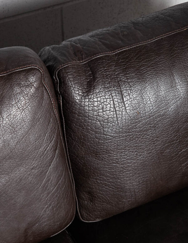 Mid Century Danish Modern Sofa Sectional Black Leather Couch Thams Cubist Post Modern - Image 10