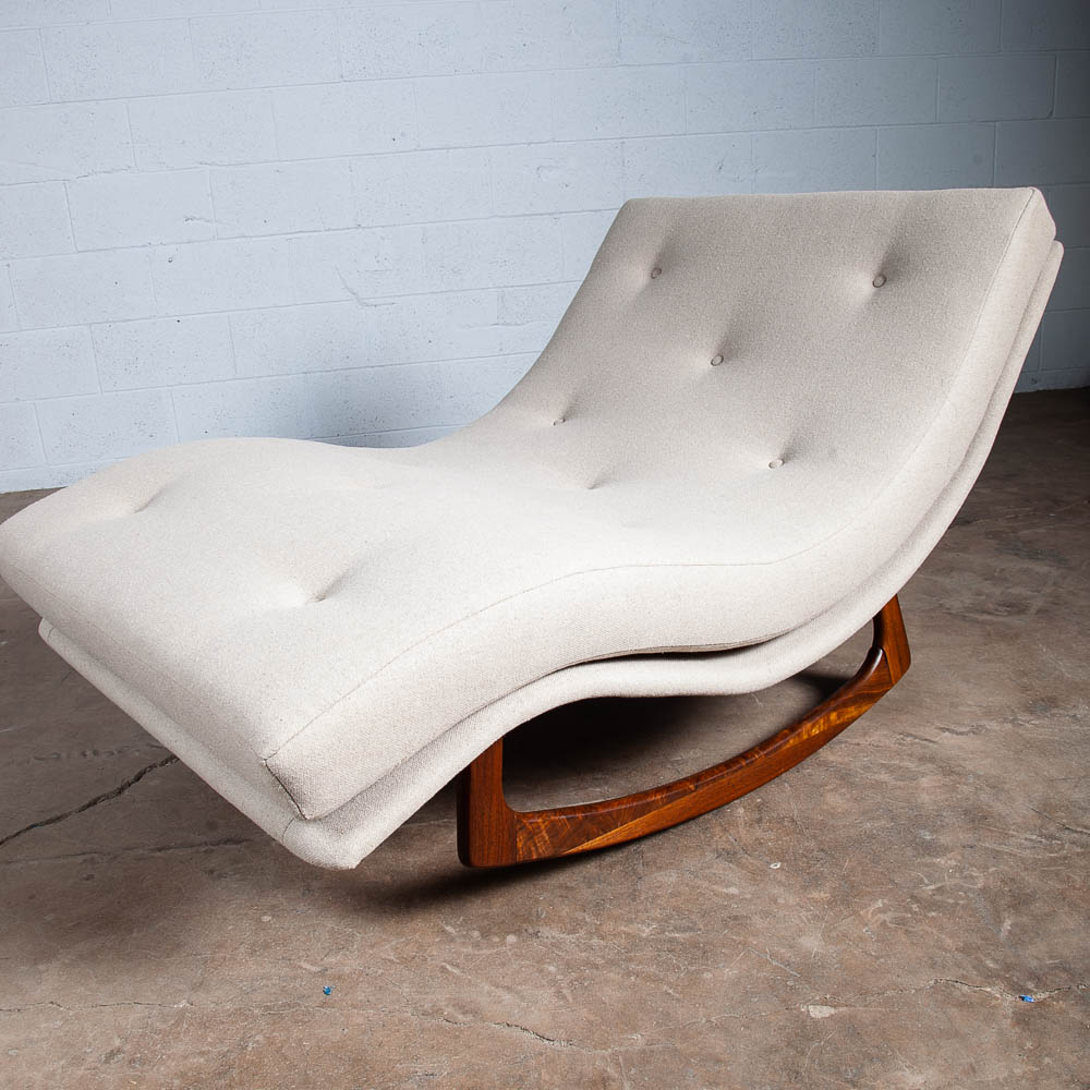 Mid Century Modern Chaise Lounge Rocking Chair Adrian Pearsall Solid Walnut Wave - Image 5