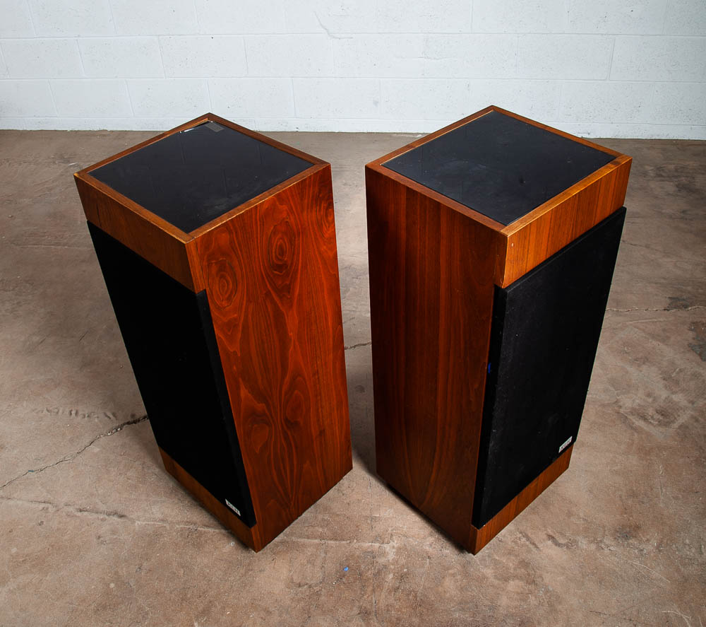 Mid Century Modern Speakers KLH Set 355 The Baron Tower Walnut Glass Audiophile - Image 9