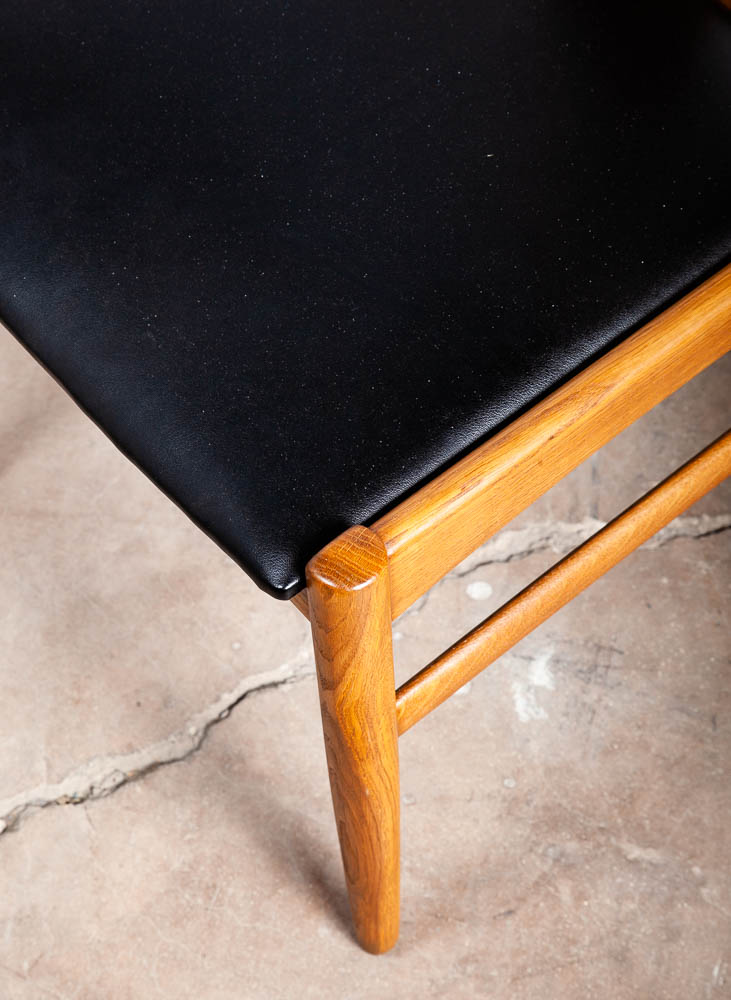 Mid Century Danish Modern Dining Chairs Side Pair Oak J O Carlsson Vintage Black - Image 10