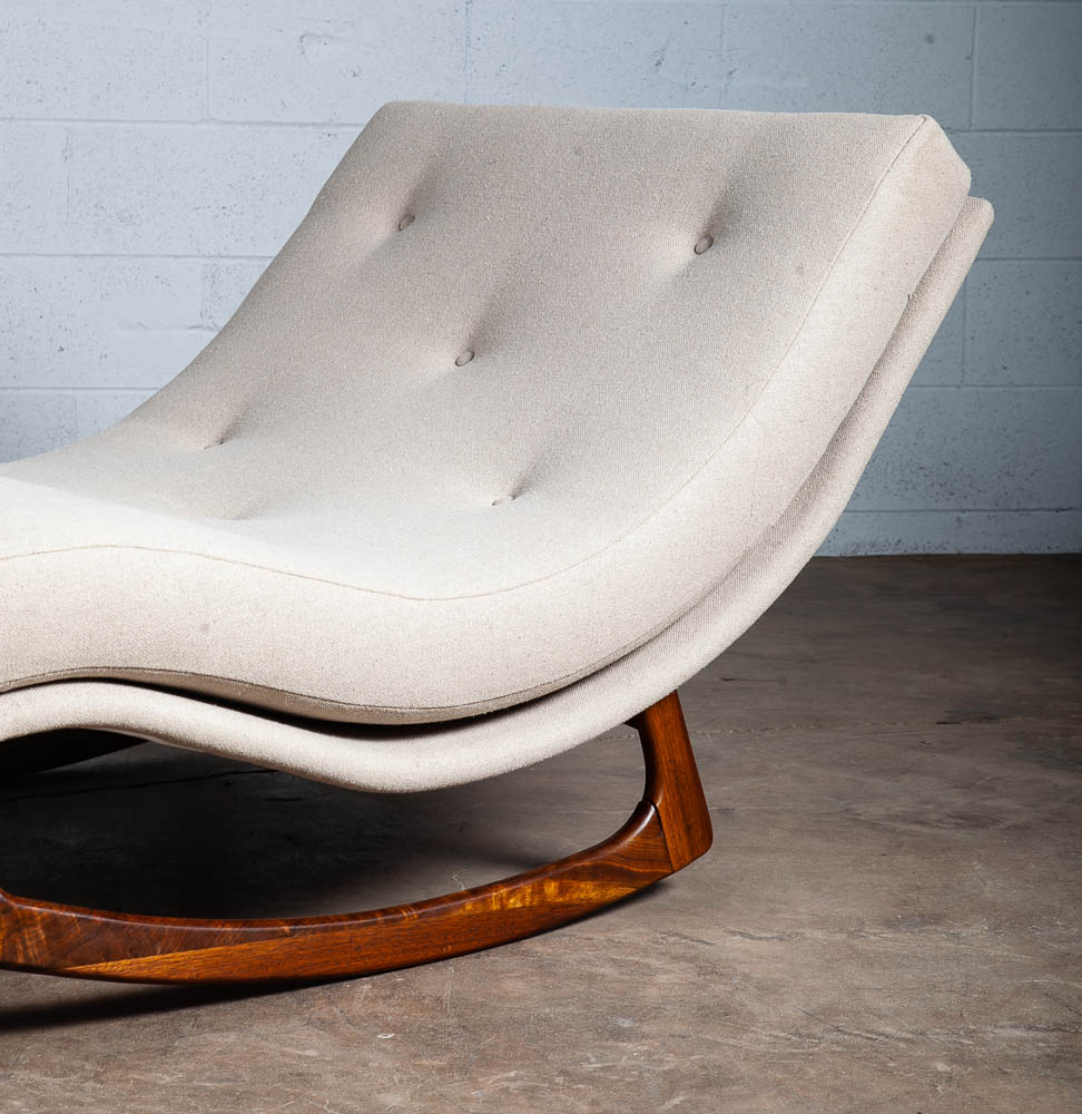 Mid Century Modern Chaise Lounge Rocking Chair Adrian Pearsall Solid Walnut Wave - Image 9