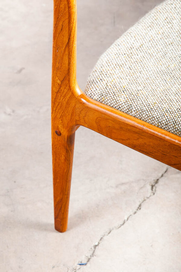 Mid Century Danish Modern Dining Chairs Set 6 Teak Wool Oatmeal Denmark NM - Image 12