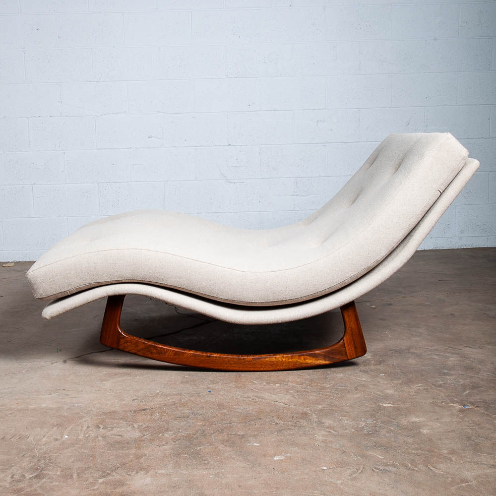 Mid Century Modern Chaise Lounge Rocking Chair Adrian Pearsall Solid Walnut Wave - Image 3