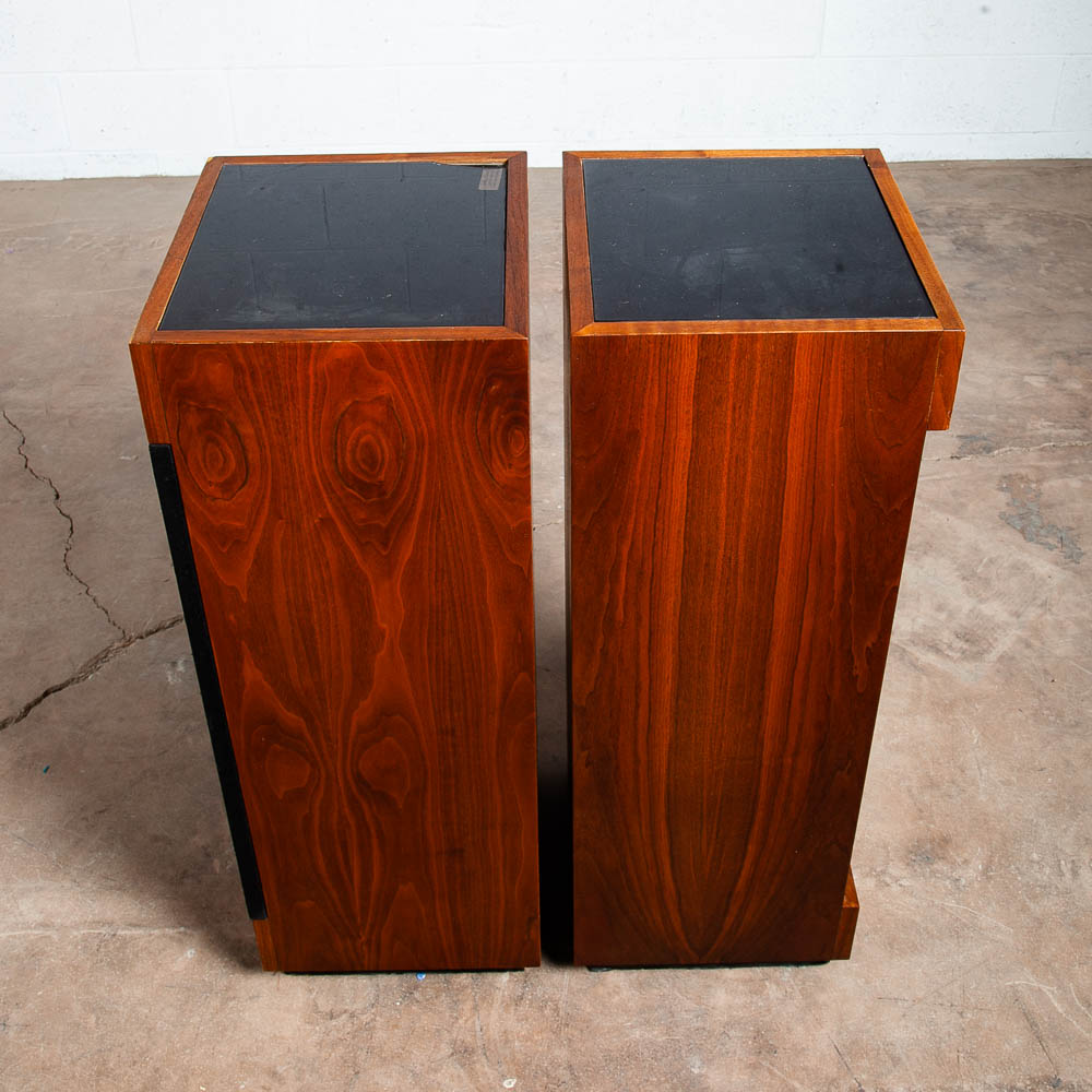 Mid Century Modern Speakers KLH Set 355 The Baron Tower Walnut Glass Audiophile - Image 4