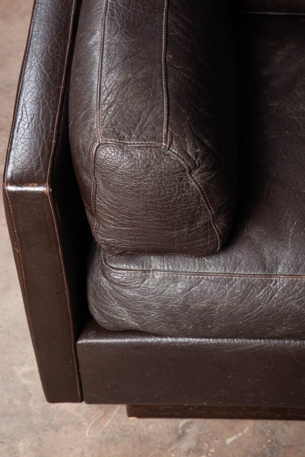 Mid Century Danish Modern Sofa Sectional Black Leather Couch Thams Cubist Post Modern - Image 9