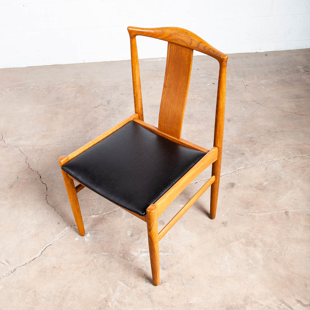 Mid Century Danish Modern Dining Chairs Side Pair Oak J O Carlsson Vintage Black - Image 11