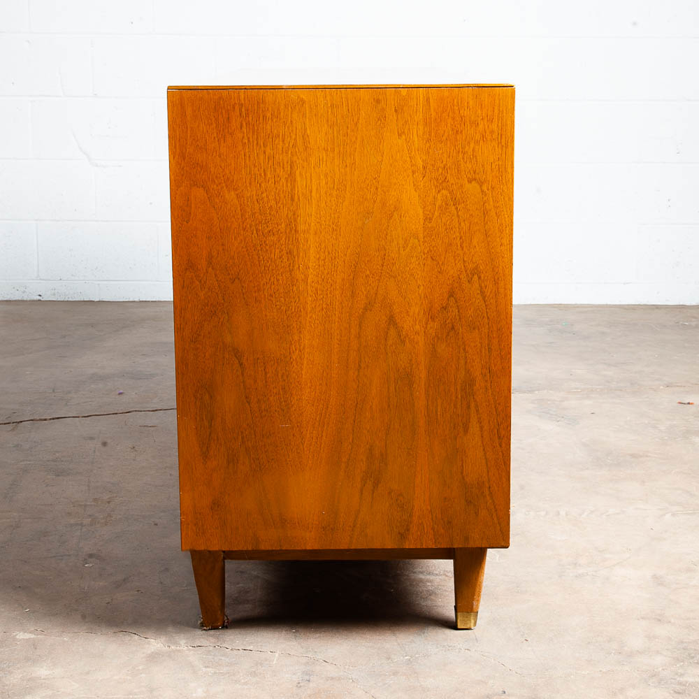 Mid Century Modern Dresser Credenza Kroehler Furniture Walnut 6 Drawer Brass Mcm - Image 4