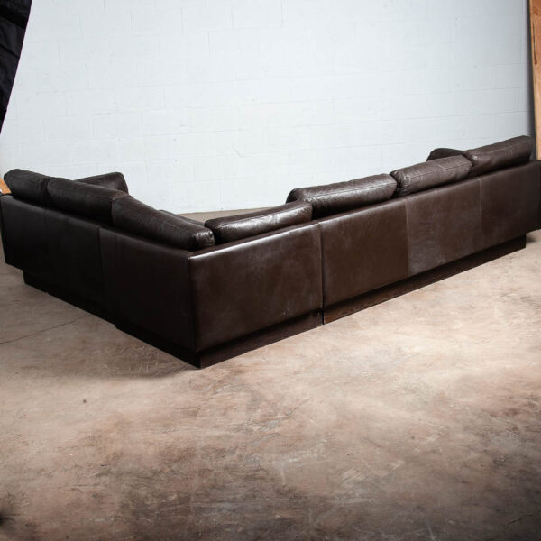 Mid Century Danish Modern Sofa Sectional Black Leather Couch Thams Cubist Post Modern - Image 3