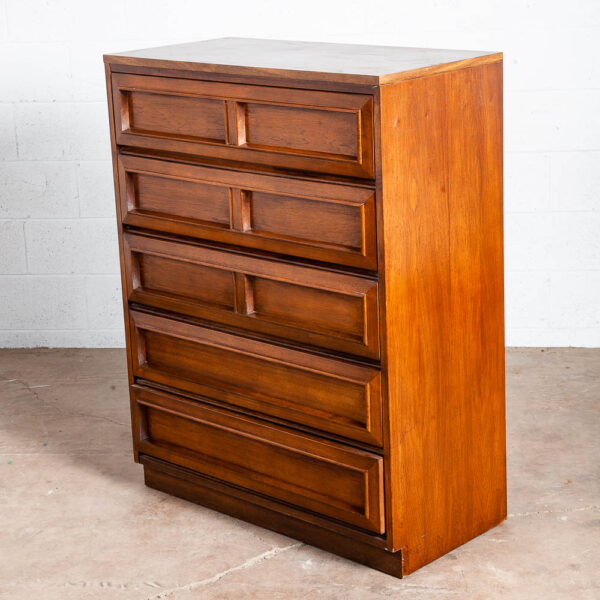 Mid Century Modern Highboy Dresser Morris of California Walnut Drawer 5 drawer