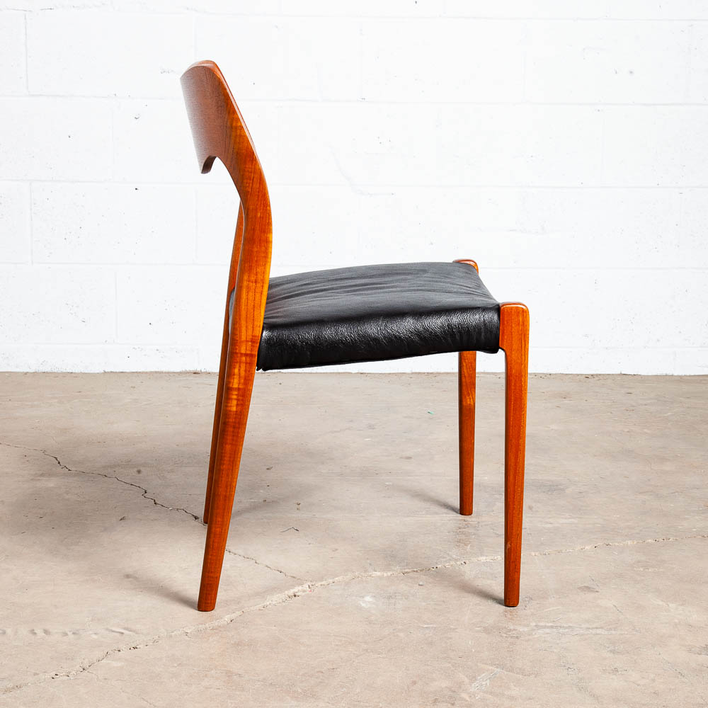 Mid Century Danish Modern Dining Chair Niels J.L Moller #71 Teak Black Denmark - Image 3