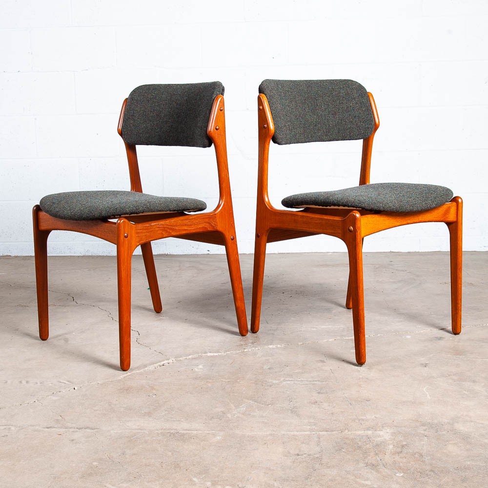 Mid Century Danish Modern Dining Chairs Set 6 Teak Erik Buch #49 Grey Denmark NM - Image 4