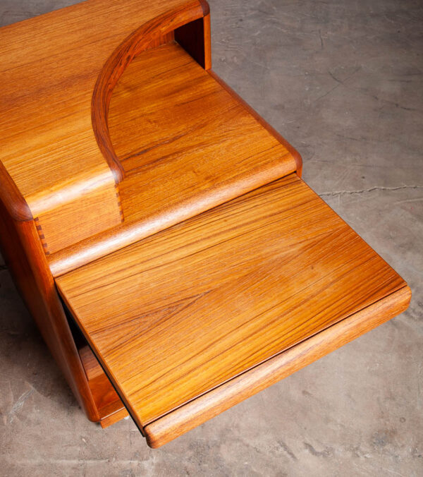 Mid Century Danish Modern Nightstands Brouer Solid Teak End Table Set Pair Tray - Image 12