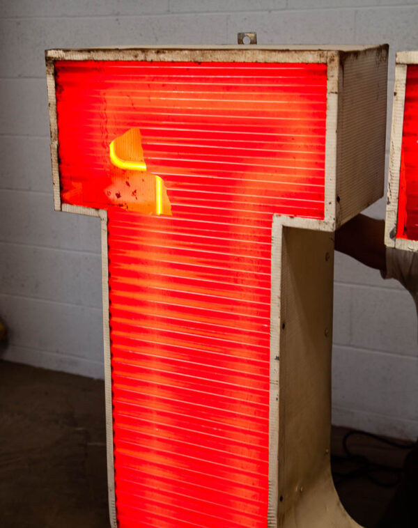 Mid Century Modern Neon Sign Marquee Letter U Working Large 48" Light Industrial - Image 9