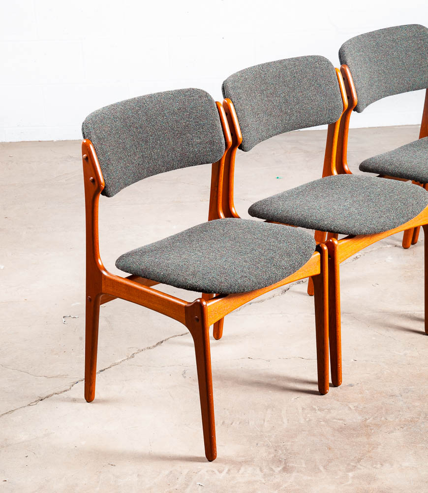 Mid Century Danish Modern Dining Chairs Set 6 Teak Erik Buch #49 Grey Denmark NM - Image 8