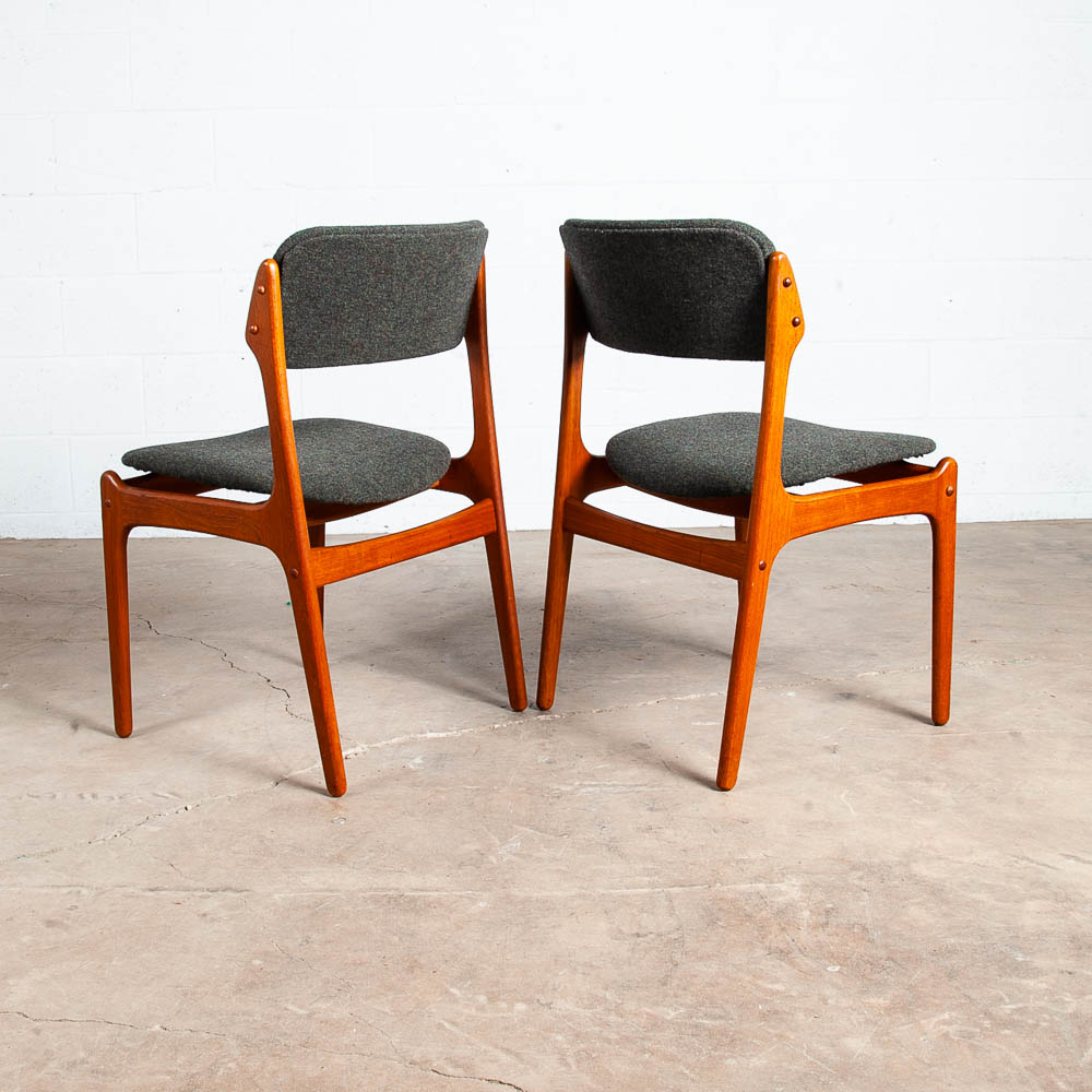 Mid Century Danish Modern Dining Chairs Set 6 Teak Erik Buch #49 Grey Denmark NM - Image 6
