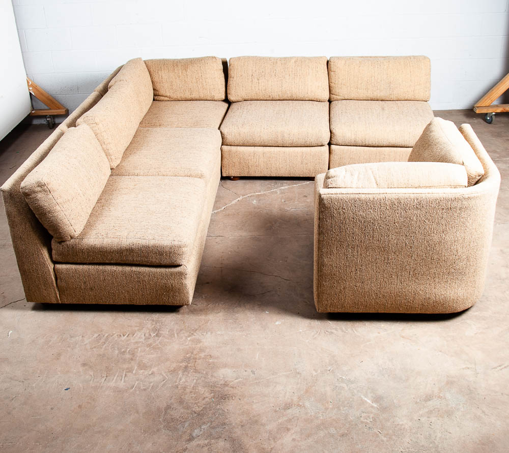 Mid Century Danish Modern Sofa Sectional Couch Modular Brown Tan Low Profile Vintage - Image 3