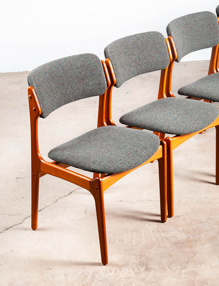Mid Century Danish Modern Dining Chairs Set 6 Teak Erik Buch #49 Grey Denmark NM - Image 7