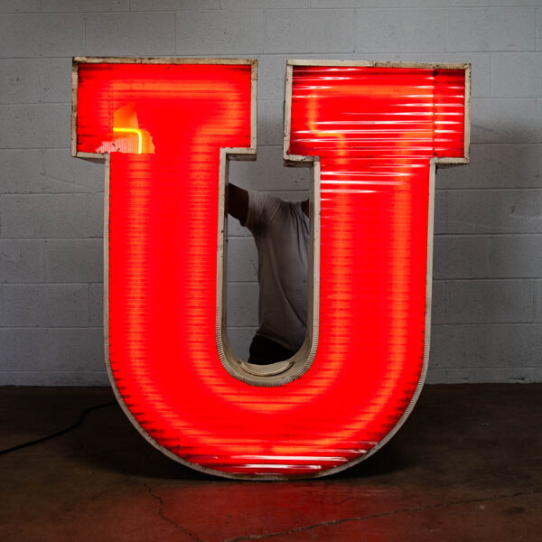 Mid Century Modern Neon Sign Marquee Letter U Working Large 48" Light Industrial - Image 2