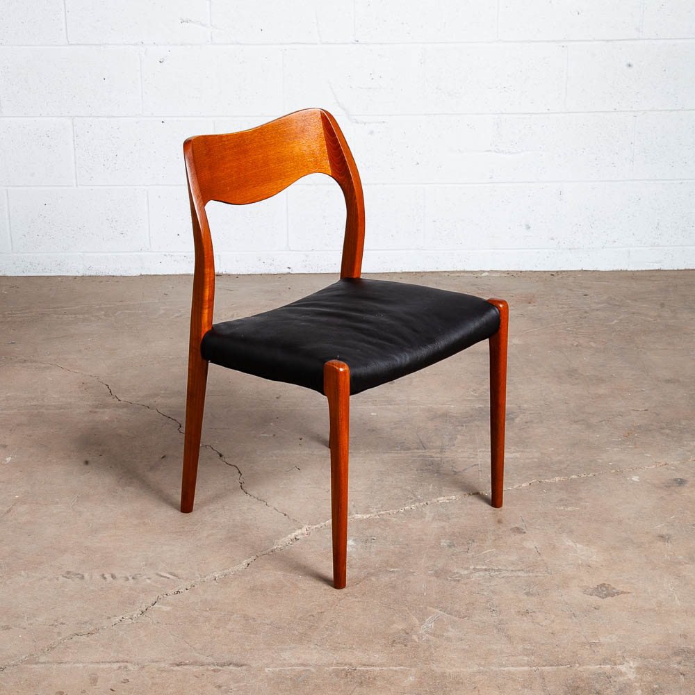 Mid Century Danish Modern Dining Chair Niels J.L Moller #71 Teak Black Denmark - Image 6