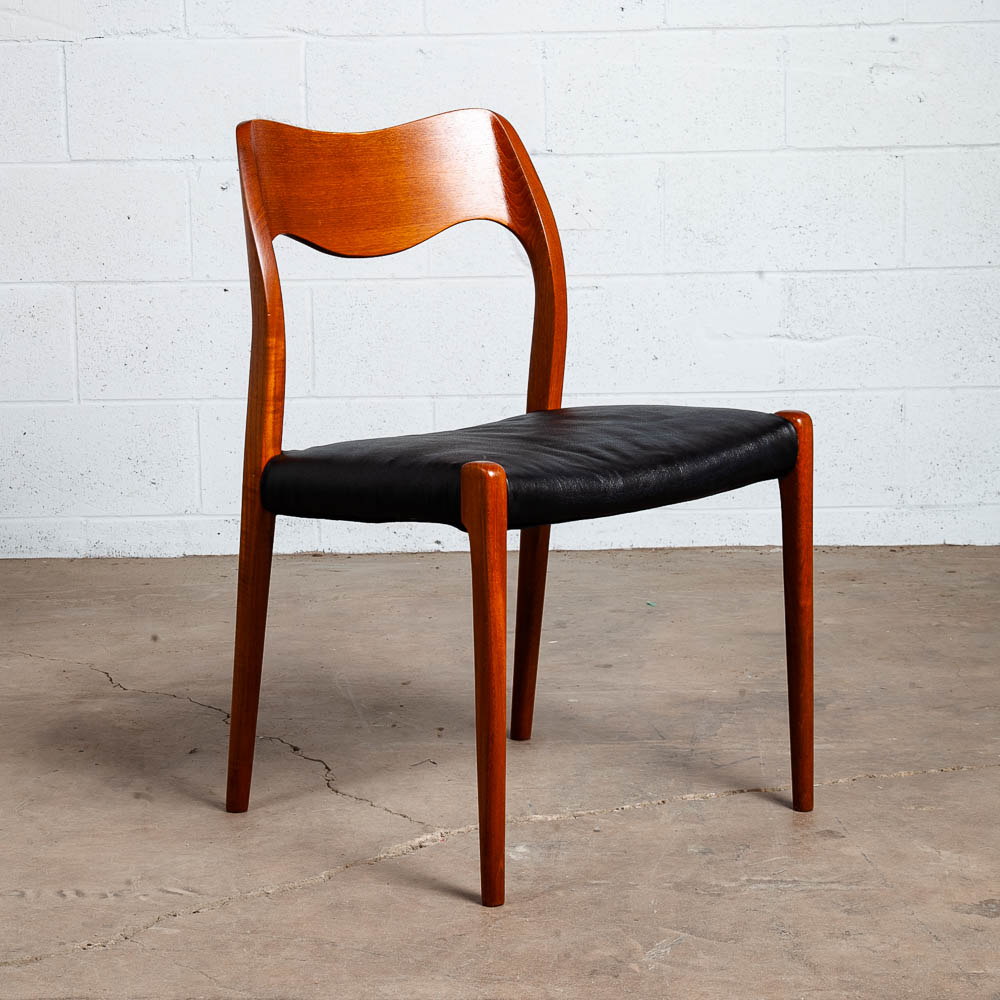 Mid Century Danish Modern Dining Chair Niels J.L Moller #71 Teak Black Denmark - Image 11