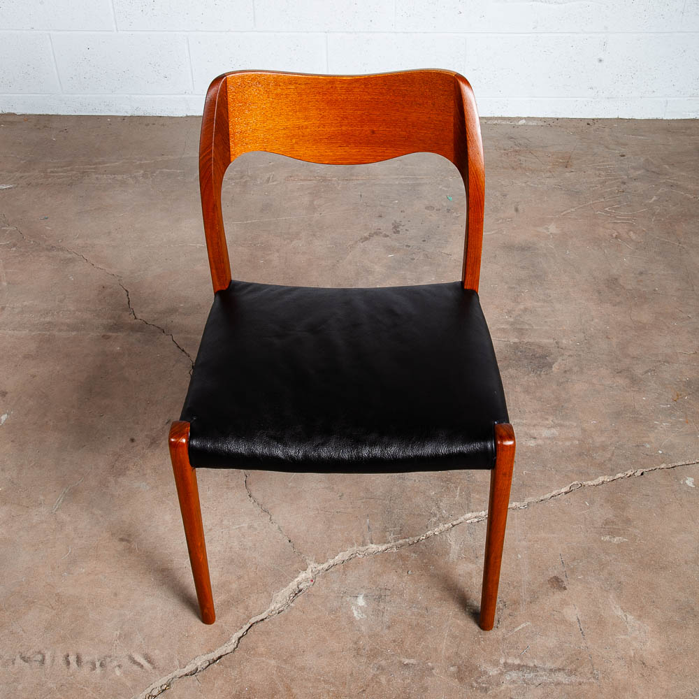 Mid Century Danish Modern Dining Chair Niels J.L Moller #71 Teak Black Denmark - Image 2